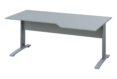 EZK 28 - 186 stůl kancelářský, rohový, pravý, kovová podnož stříbrná, deska 25 mm, široký 1800 mm, šedá